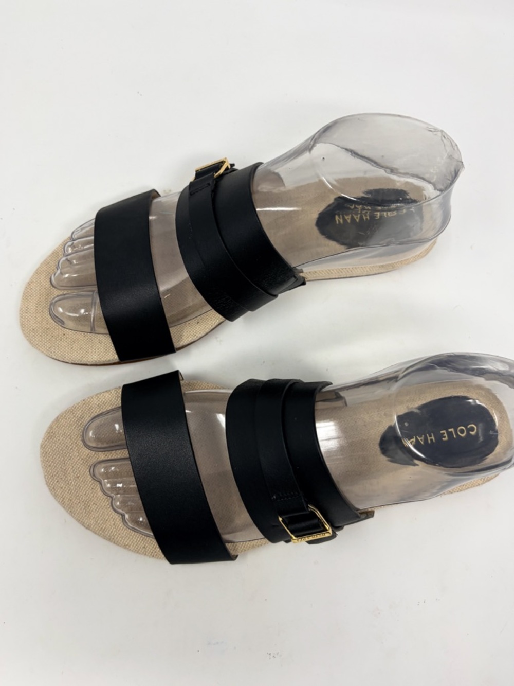 Cole Haan Francine Black Leather Double-Strap Slide Sandal, NEW Size 7 MSRP $150 - Picture 6 of 13